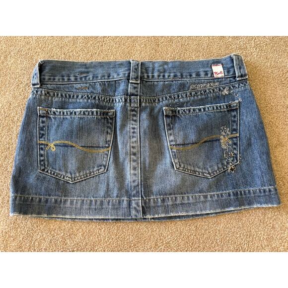 Kali Denim Jean Mini Skirt Beaded Embroidery Sequin Details Size 13 - Picture 2 of 3